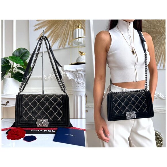 CHANEL Handbags - Authentic Chanel Old Boy Quilted Velvet Crossbody Bag 19944074 B0766